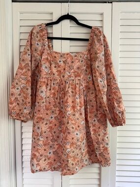 J. Crew Peach Floral Mini Dress